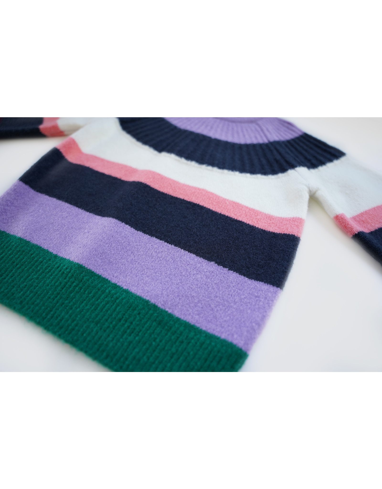 B-nosy Girls heavy knitted sweater with multi color stripes Lilac B.Bright