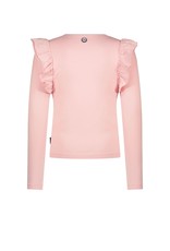 B-nosy Girls outline embroidery ls shirt with ruddle on side Coral blush B.Lucky