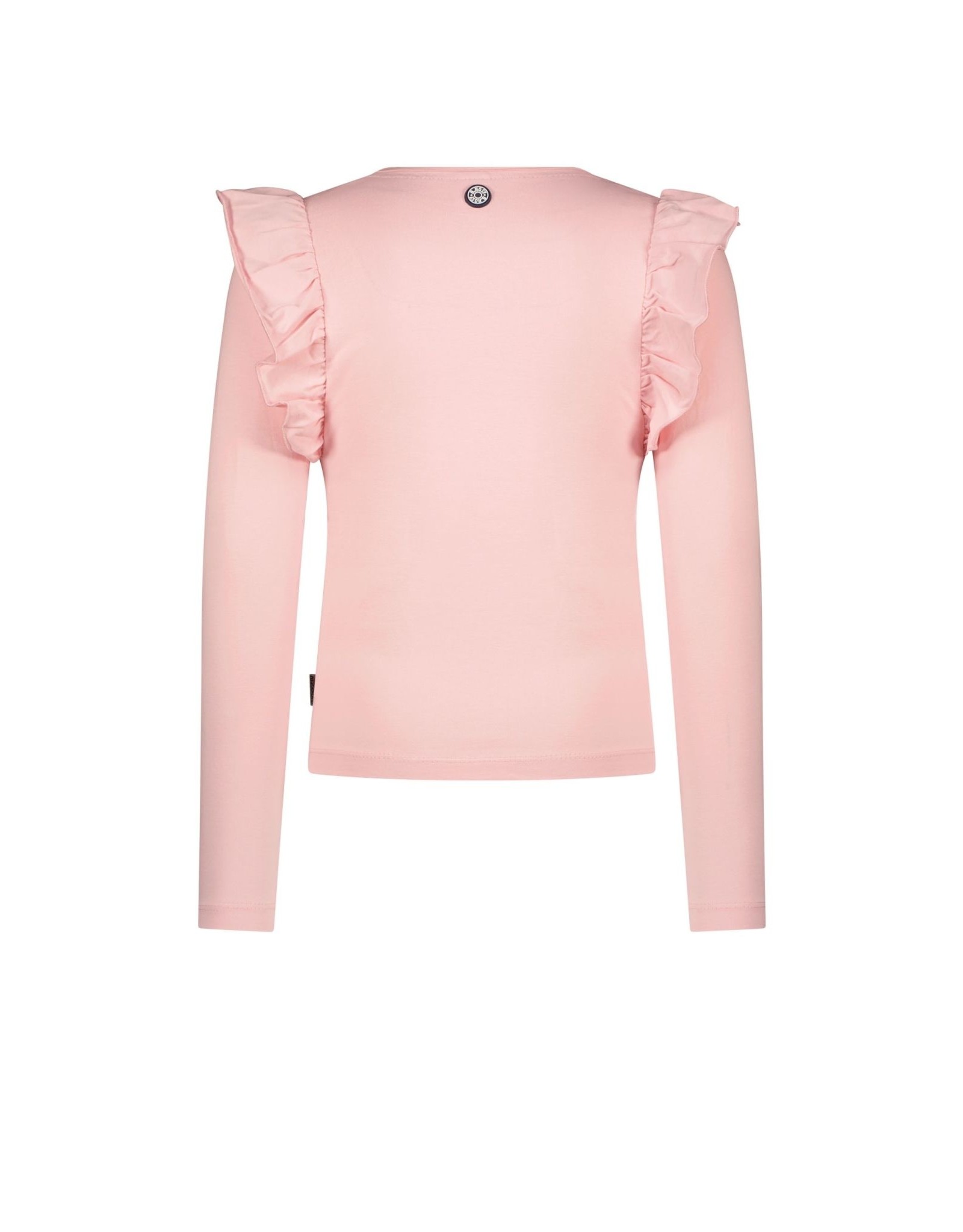 B-nosy Girls outline embroidery ls shirt with ruddle on side Coral blush B.Lucky