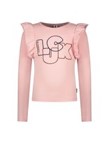 B-nosy Girls outline embroidery ls shirt with ruddle on side Coral blush B.Lucky