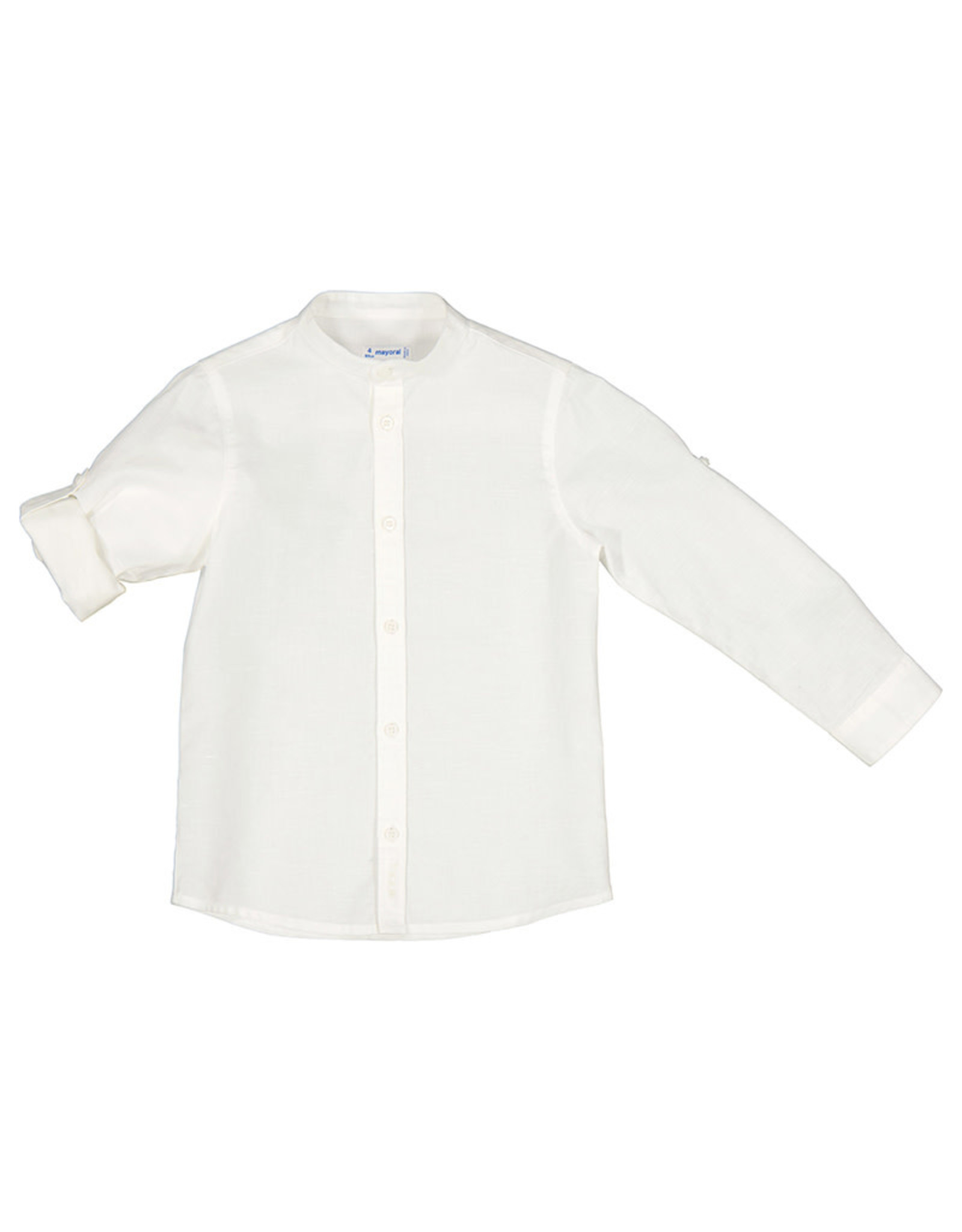 Mayoral L/s mao collar linen shirt White