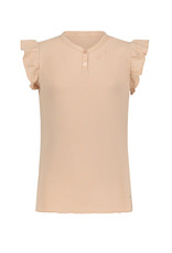 Nobell Kiss rib jersey top cap sleeve with v-neck and 3 buttons at front Rosy Sand