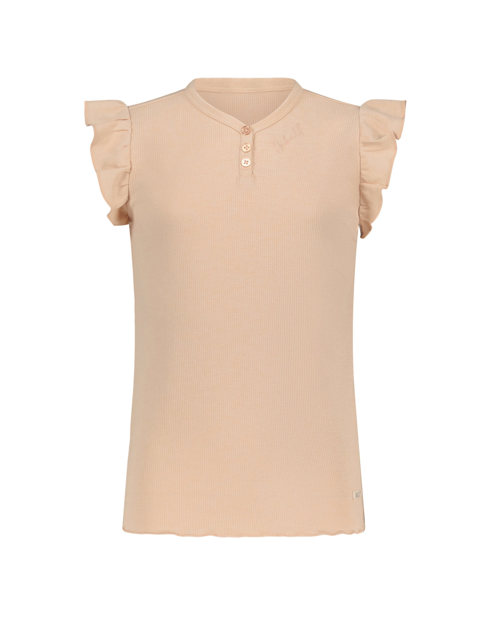 Nobell Kiss rib jersey top cap sleeve with v-neck and 3 buttons at front Rosy Sand