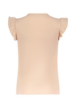 Nobell Kiss rib jersey top cap sleeve with v-neck and 3 buttons at front Rosy Sand