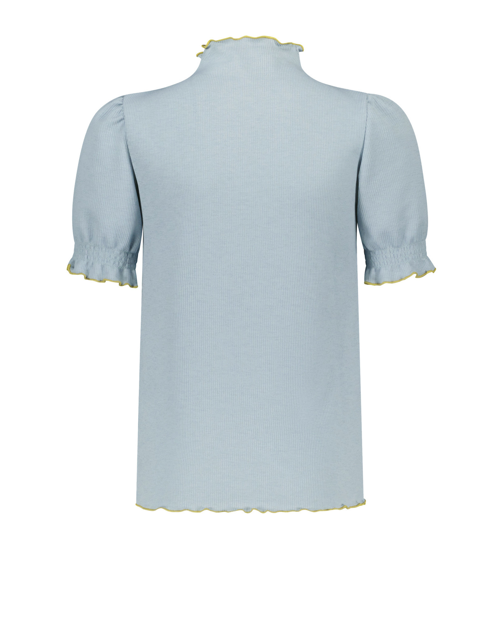 Nobell Kumin rib jersey tshirt with ruffled contrast ends Vintage Blue