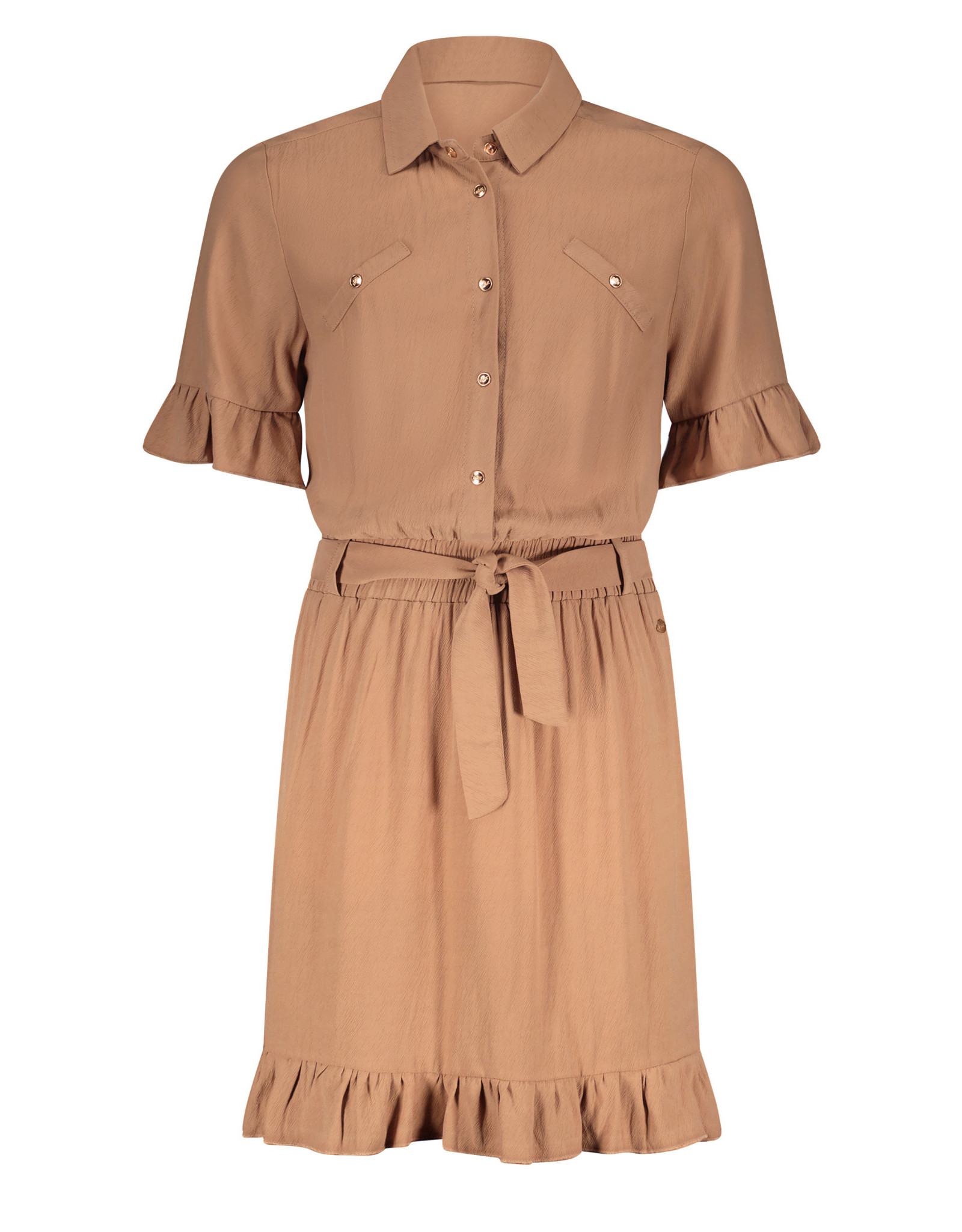 Nobell Madua shirt dress with frilled s/sl Animal Brown