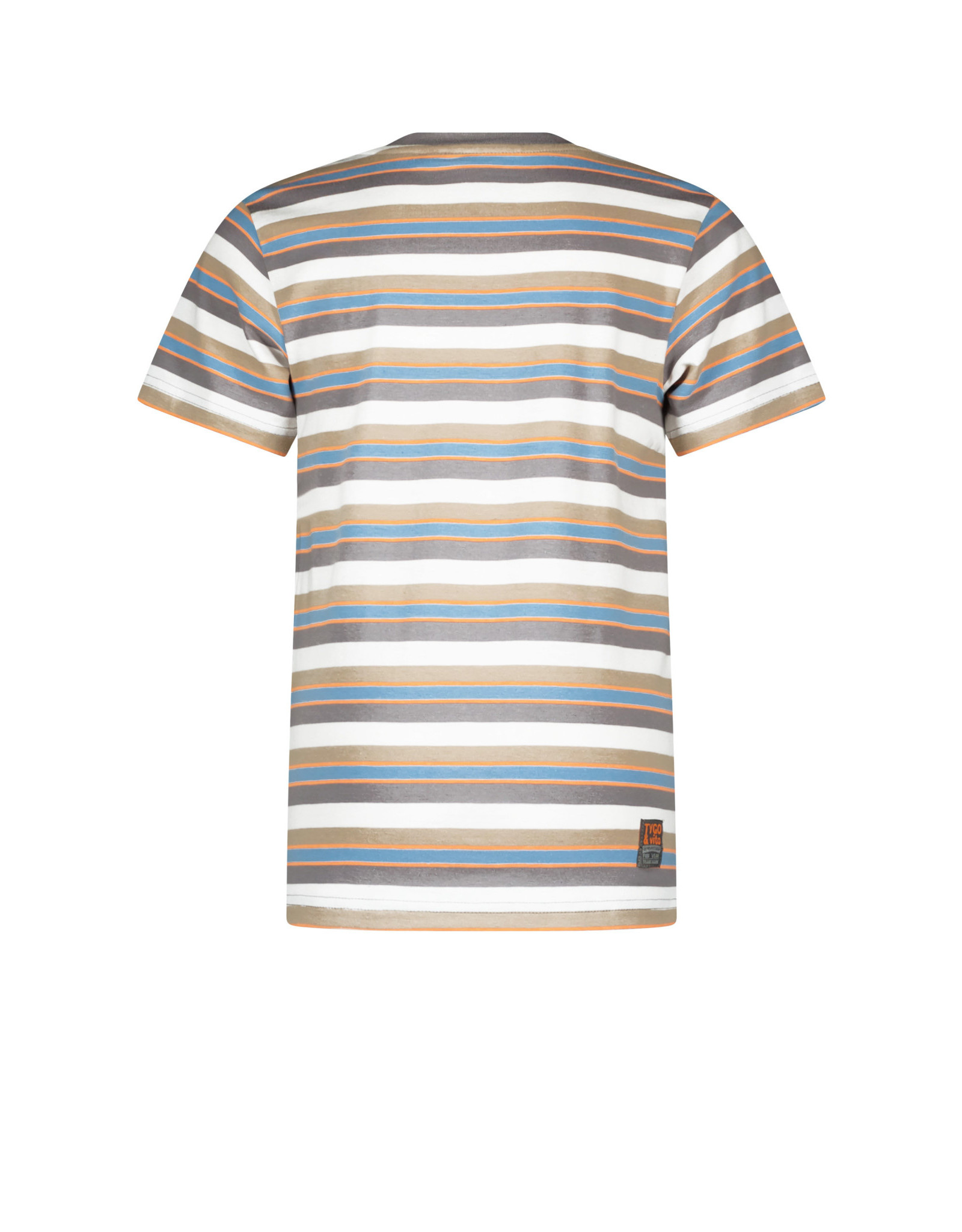 Tygo & vito Fancy striped T-shirt with logo embro Grey