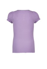 Like Flo Flo girls solid rib ss tee with button closure Lilac