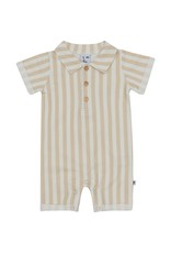 Klein Jumpsuit Polo Collar Stripe Beige/offWhite