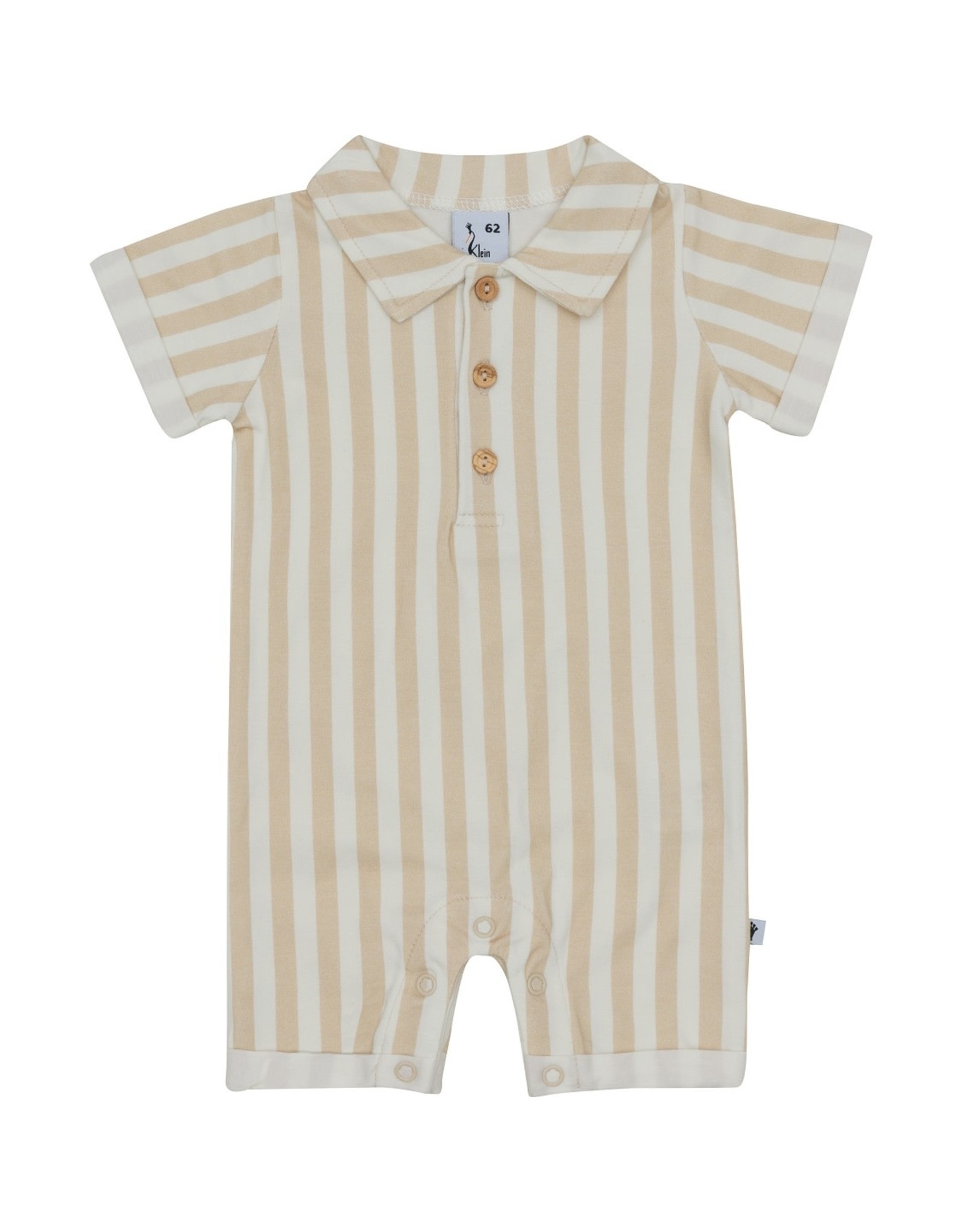 Klein Jumpsuit Polo Collar Stripe Beige/offWhite