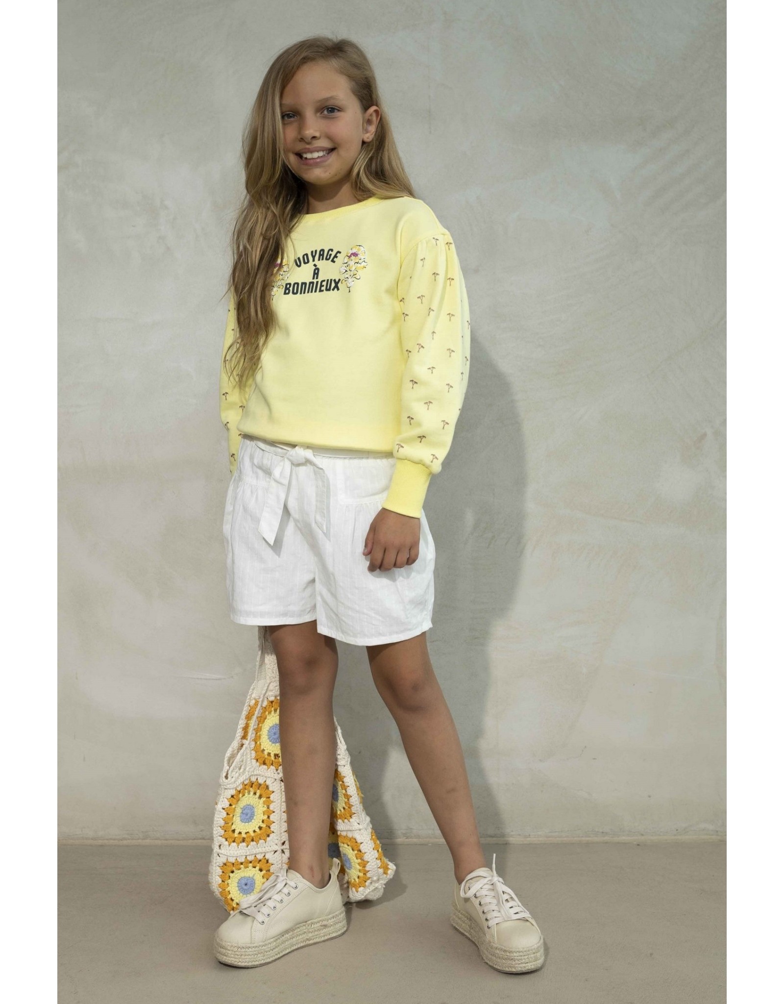 Like Flo Flo girls woven short with belt Off white