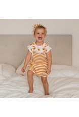 Your Wishes Ochre Stripes Dungaree Dress