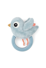 Done by Deer Sensory rattle w/teether Birdee Blue bijtring