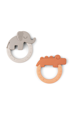 Done by Deer Teether 2-pack Deer friends Papaya/Sand Done by Deer Teether 2-pack Deer friends Papaya/Sand