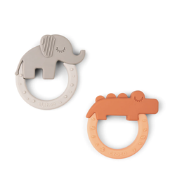 Done by Deer Teether 2-pack Deer friends Papaya/Sand