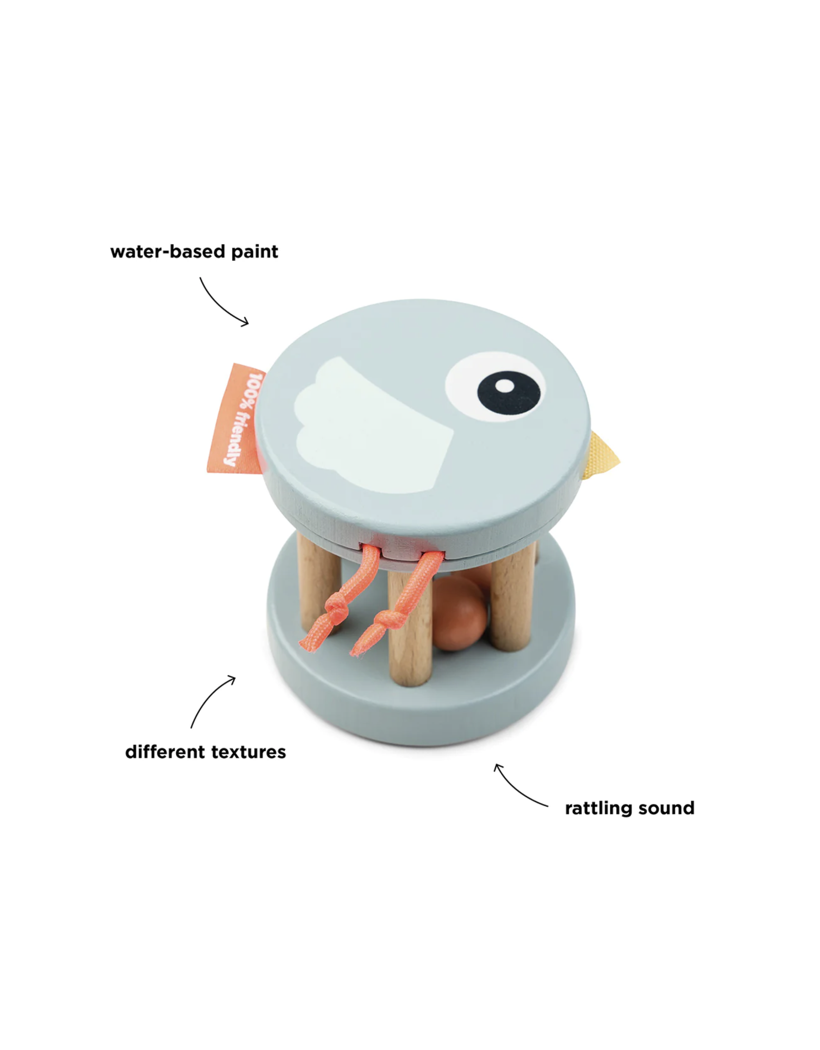 Done by Deer Wooden rattle Birdee Blue