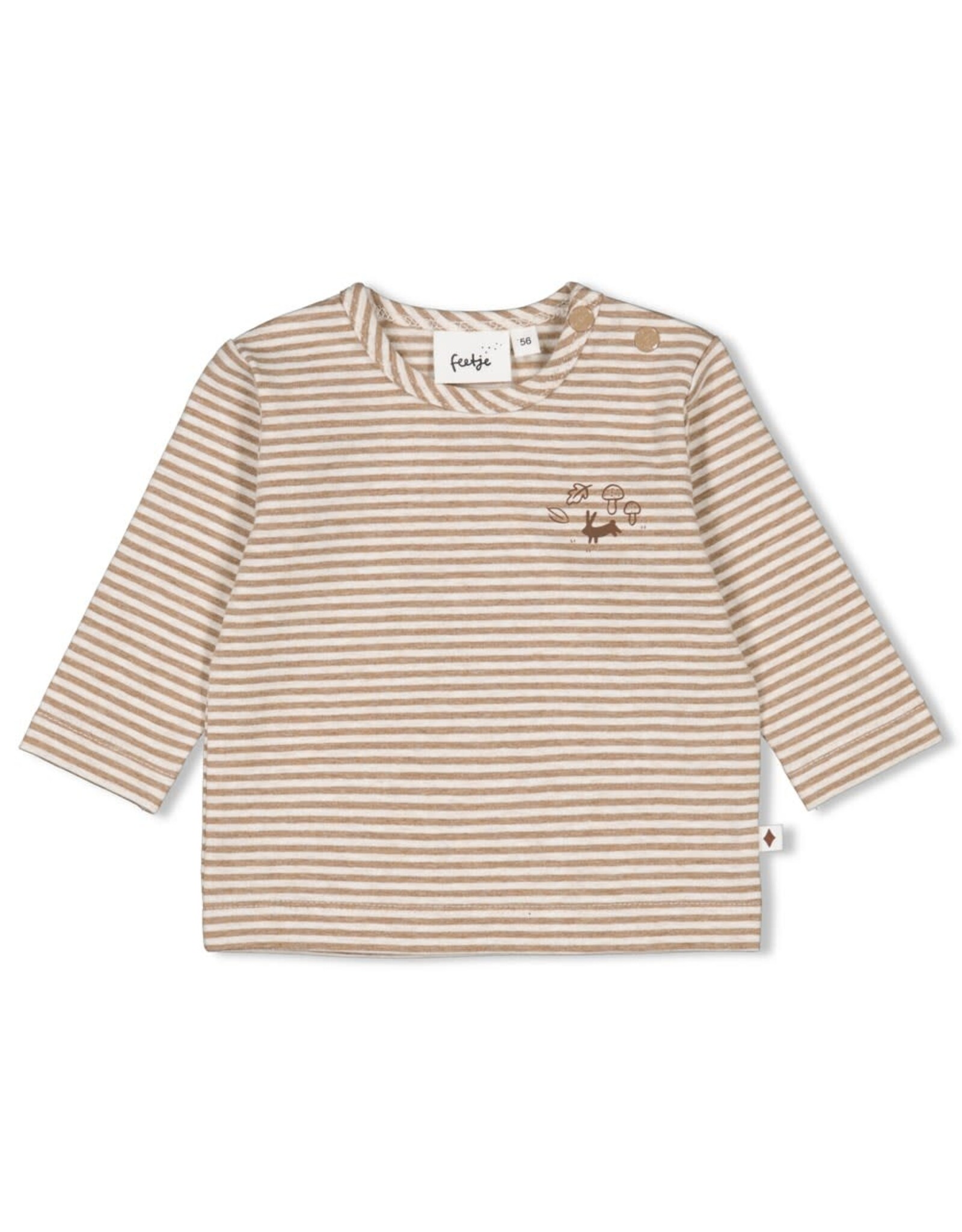 Feetje Longsleeve streep - Little Forest Friends Taupe melange