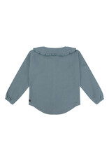 Daily7 Shirt Longsleeve Ruffle Collar Dusty Petrol