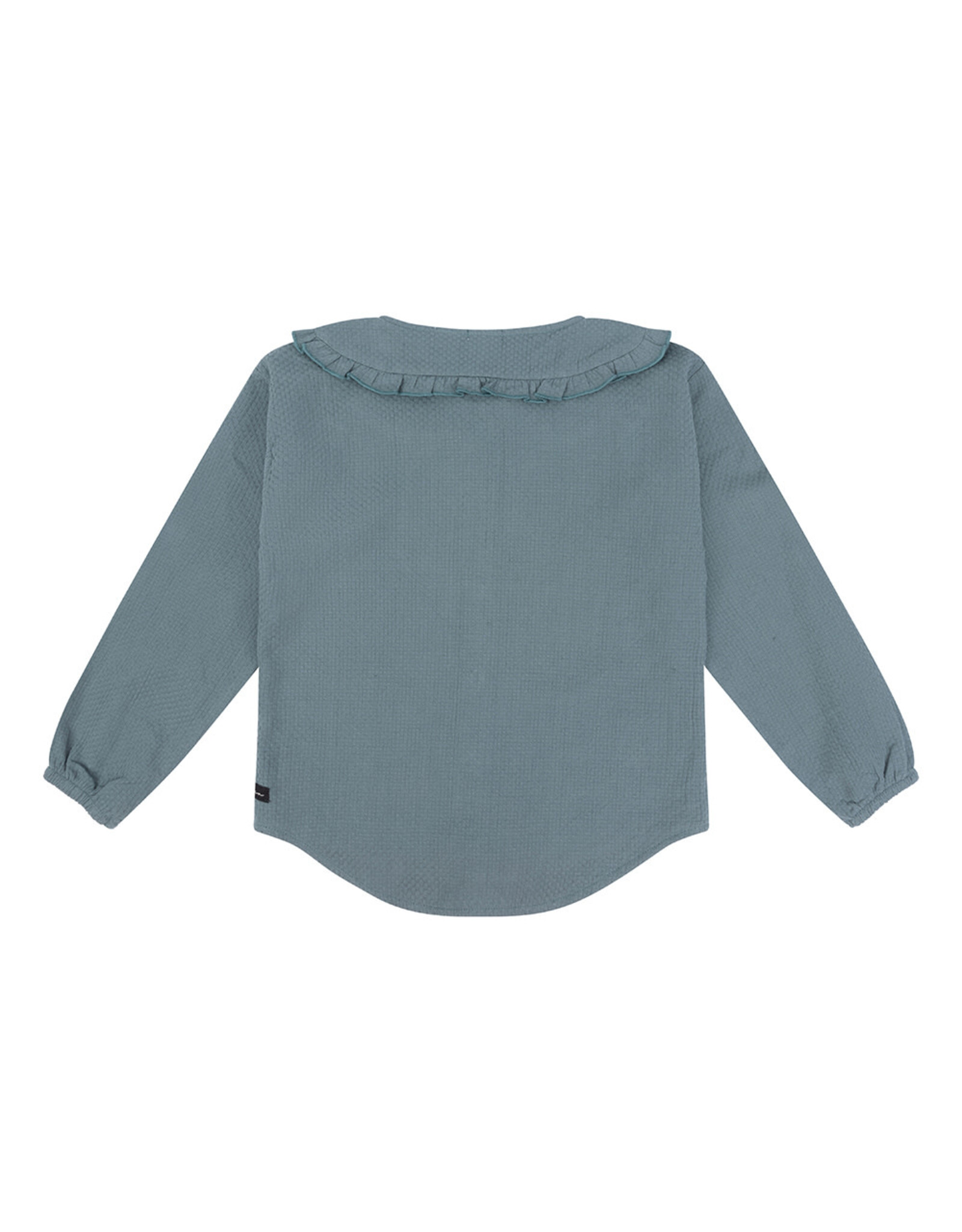 Daily7 Shirt Longsleeve Ruffle Collar Dusty Petrol