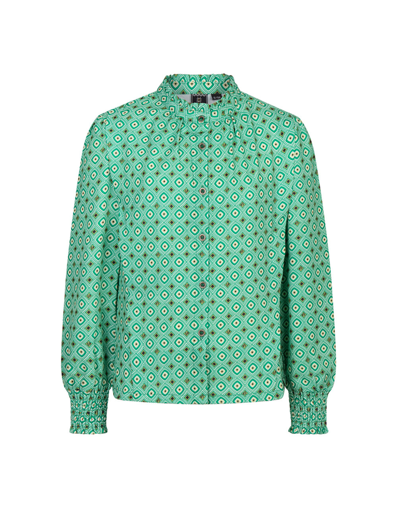 Indian Blue Jeans Shirt LS Geometric Print Grass Green