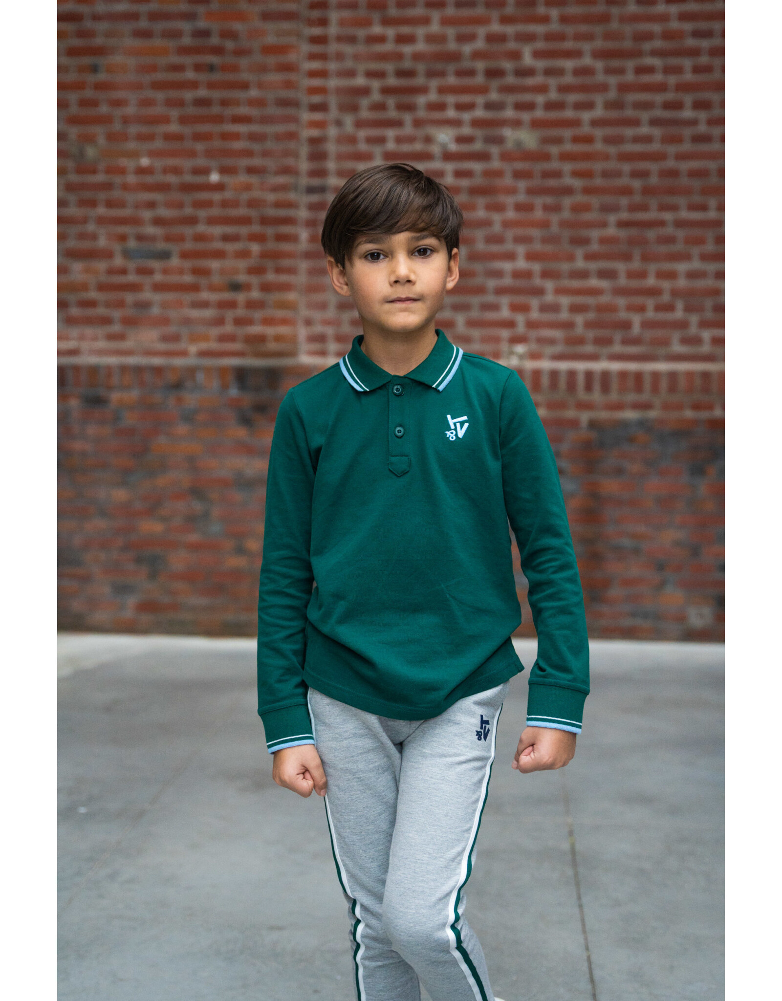 Tygo & vito Polo longsleeve Milano Dark Green