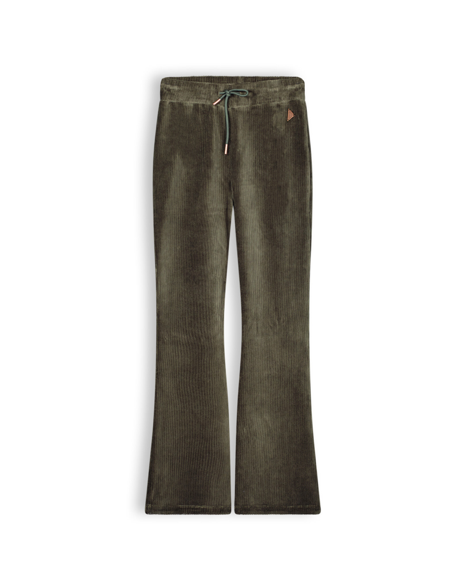 Nobell NoBell' Sada girls velvet rib flared pants olive green Burnt Olive