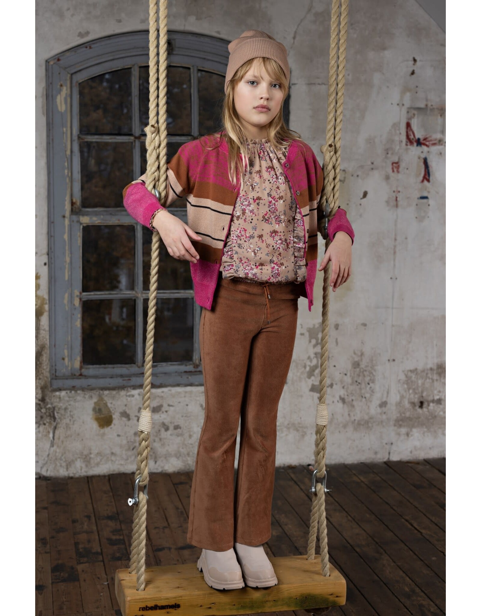 Nono NONO Sady girls jersey flared pants Puppy Brown