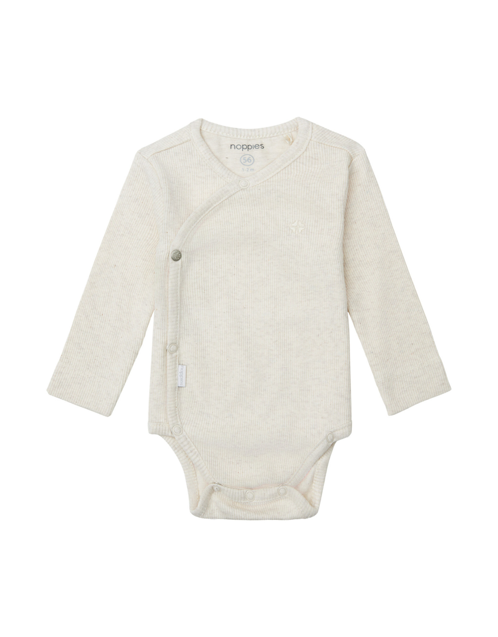 Noppies Unisex Romper rib Nino long sleeve Oatmeal Melange