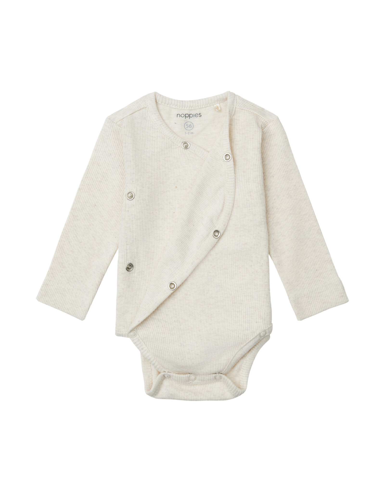 Noppies Unisex Romper rib Nino long sleeve Oatmeal Melange