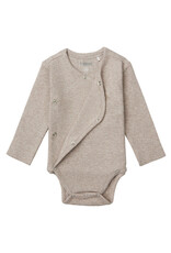 Noppies Unisex Romper rib Nino long sleeve Taupe Melange