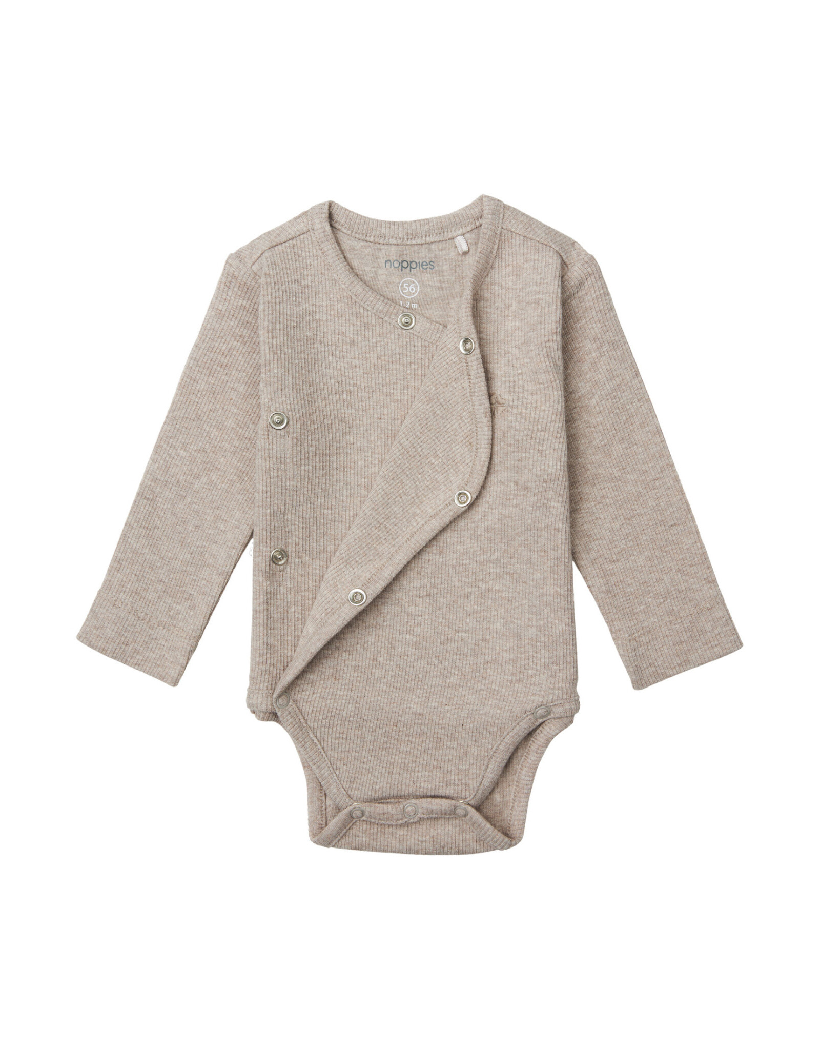 Noppies Unisex Romper rib Nino long sleeve Taupe Melange