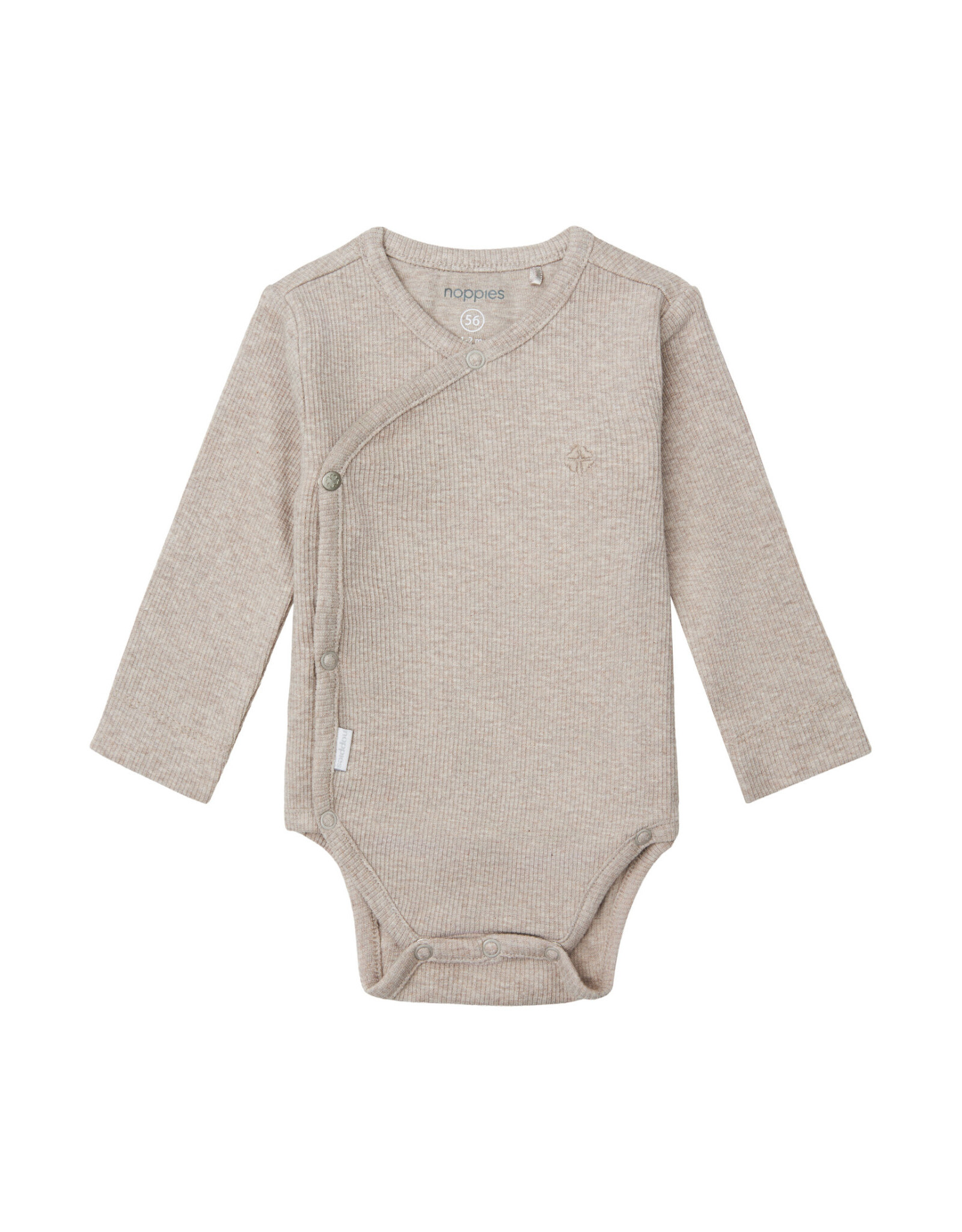 Noppies Unisex Romper rib Nino long sleeve Taupe Melange