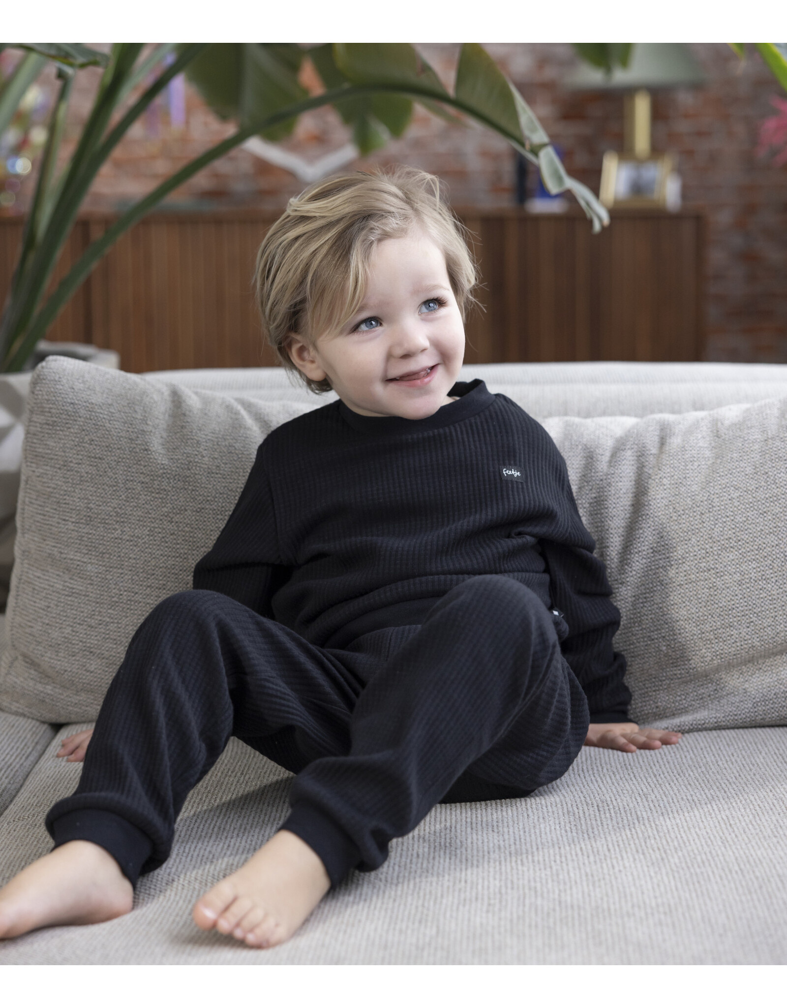 Feetje Pyjama wafel - Family Edition Fancy Black