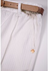 Nono NONO Sayla girls wide leg pants lurex pinstripe white + belt Snow White Nono NONO Sayla girls wide leg pants lurex pinstripe white + belt Snow White