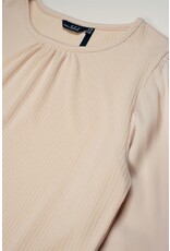 Nobell NoBell' Kiva girls rib tshirt with contrast woven sleeves Champagne