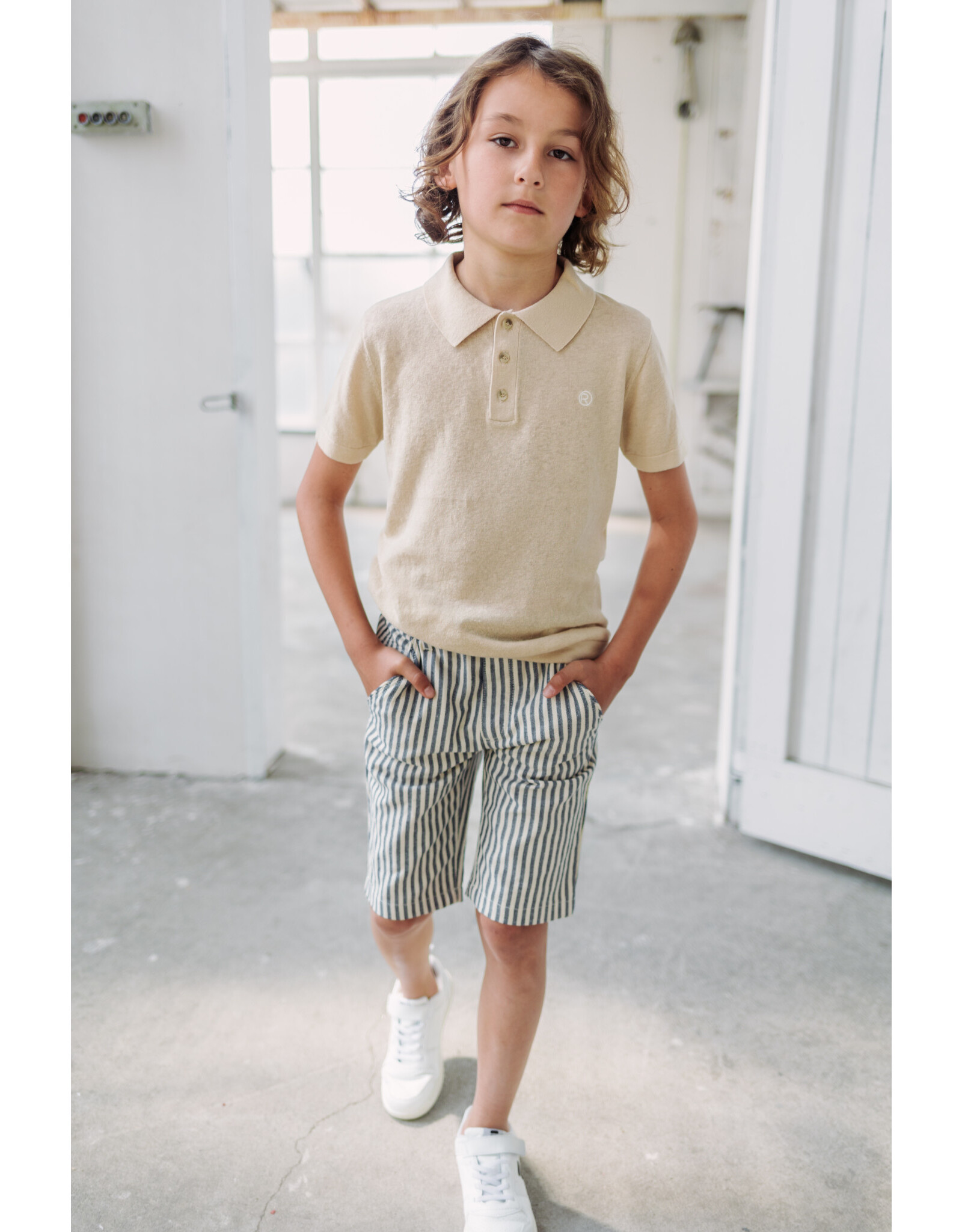 Red & Blu Peer Red+Blu boys linen polo l.sand