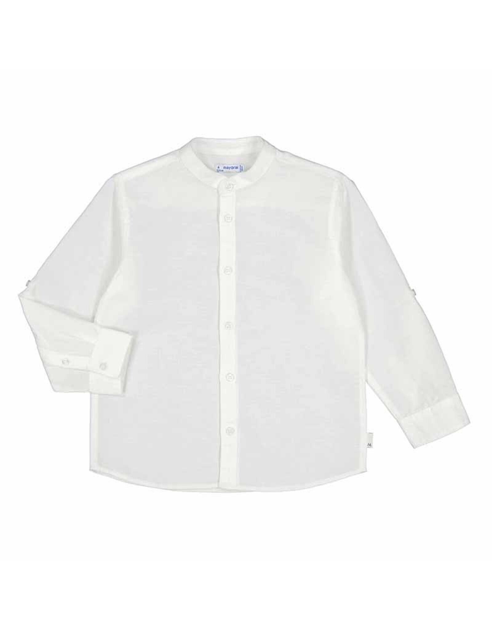 Mayoral L/s mao collar linen shirt  White Z24