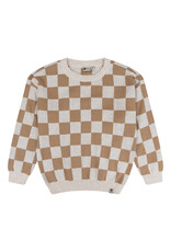 Daily7 Knitted Sweater Check Camel sand