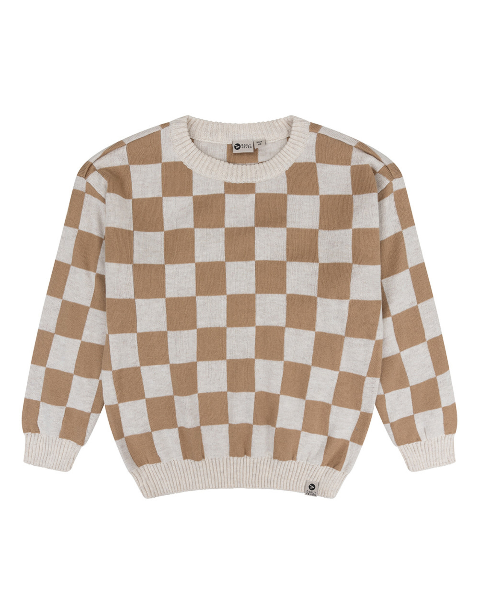 Daily7 Knitted Sweater Check Camel sand