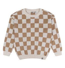 Daily7 Knitted Sweater Check Camel sand