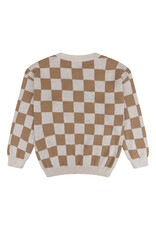 Daily7 Knitted Sweater Check Camel sand