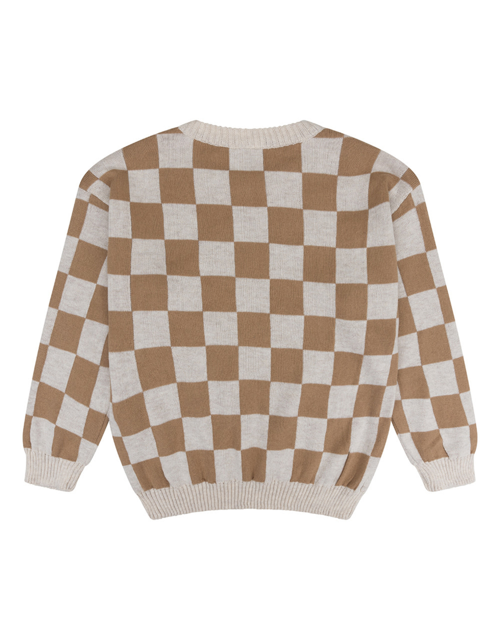 Daily7 Knitted Sweater Check Camel sand