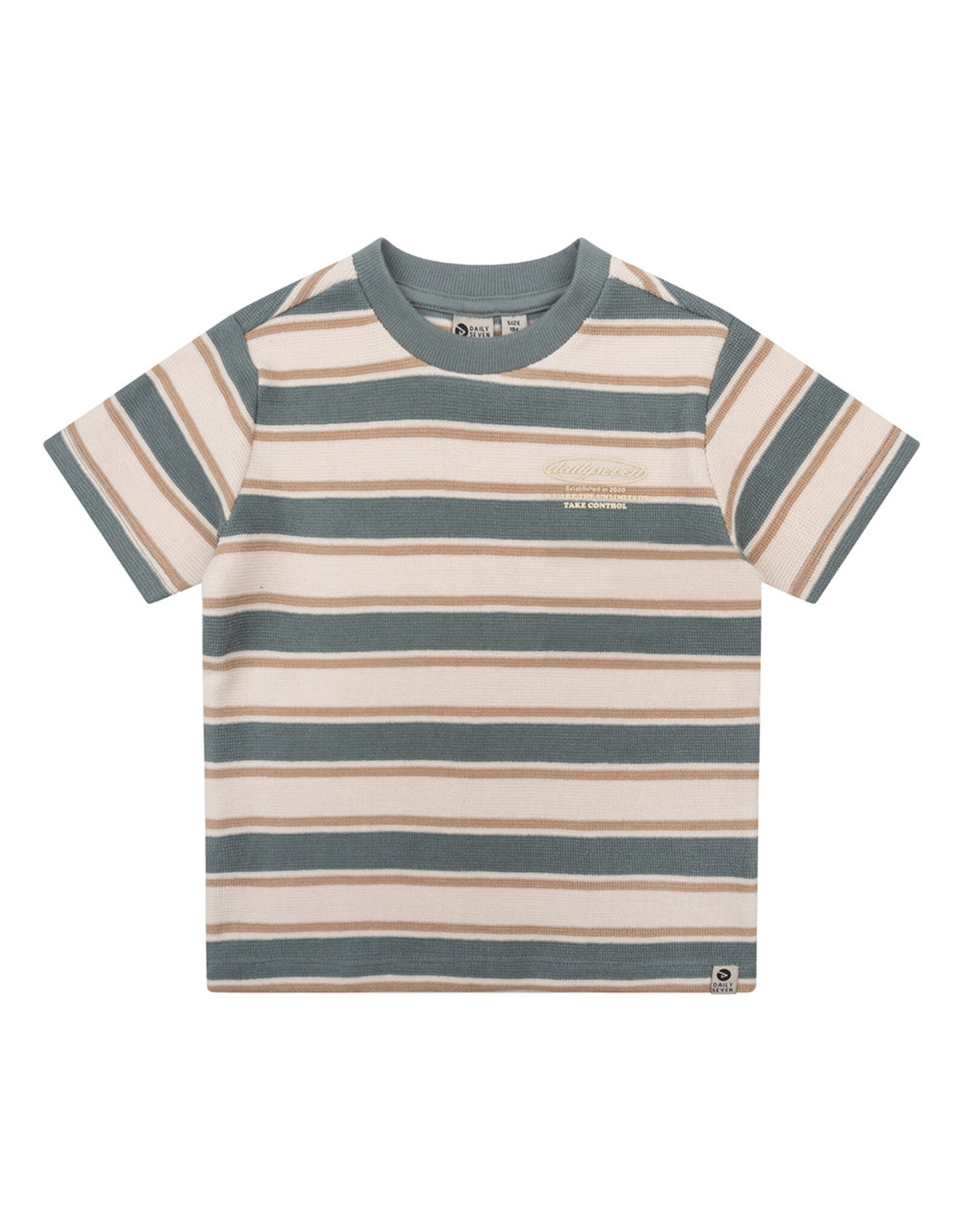 Daily7 Organic T-Shirt Retro Stripe Stone Green