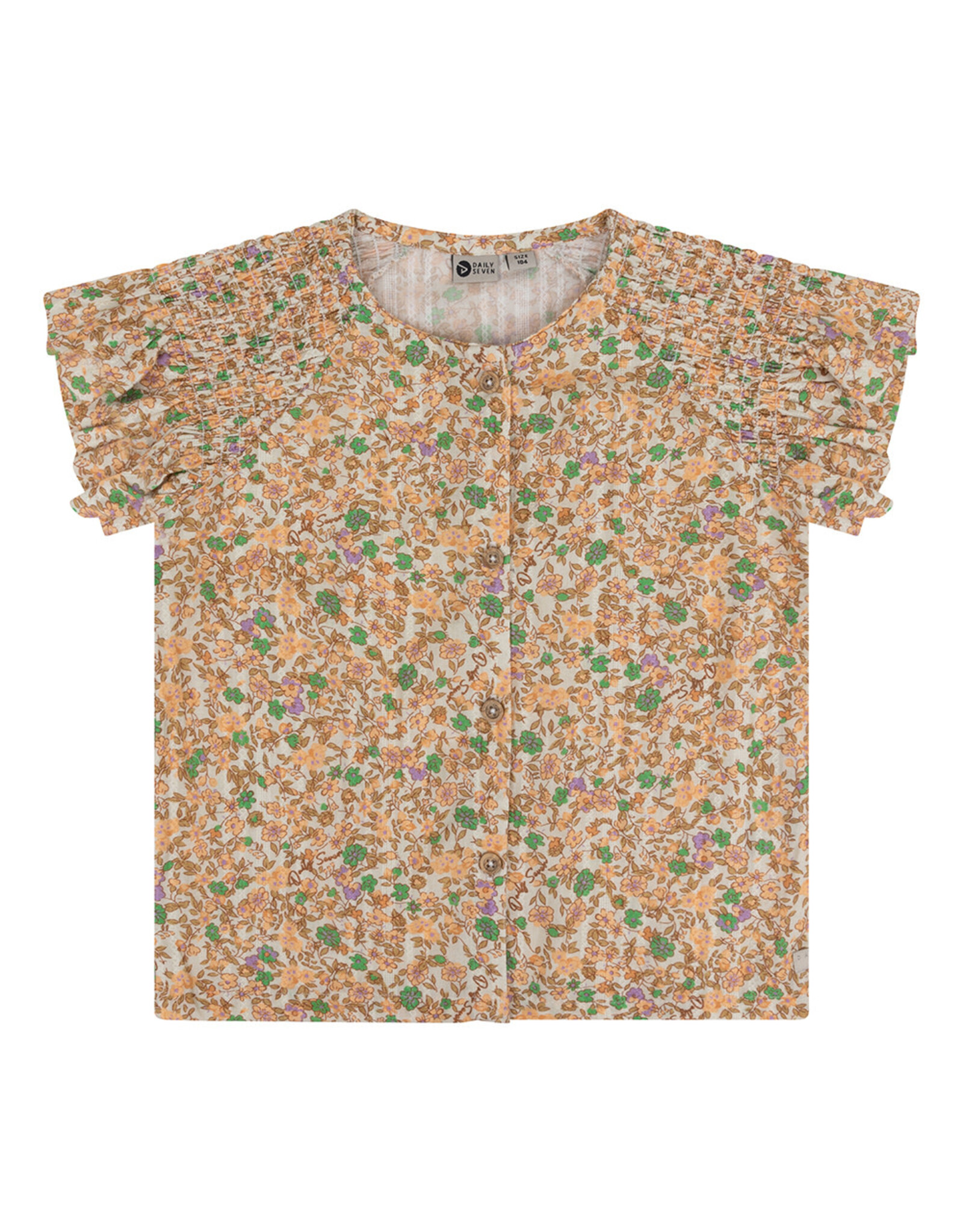 Daily7 Shirt Short Sleeve Flower Dusty Salmon