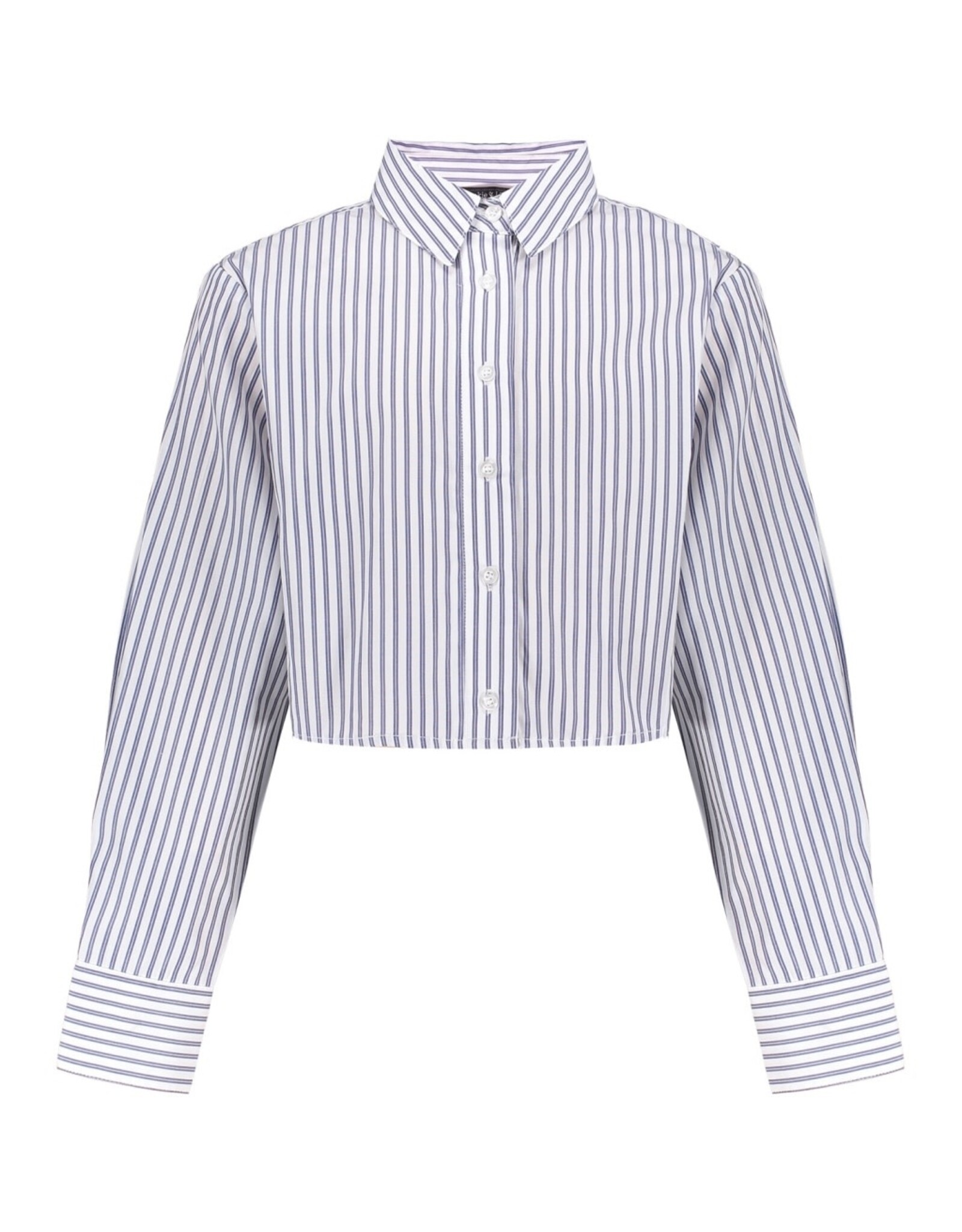 FRANKIE&LIBERTY Mila Blouse Dusty Blue/ Chalk White Stripe