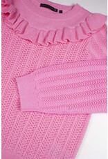 Nono Kerala Ajour Knitted Sweater with ruffle Camelia Pink