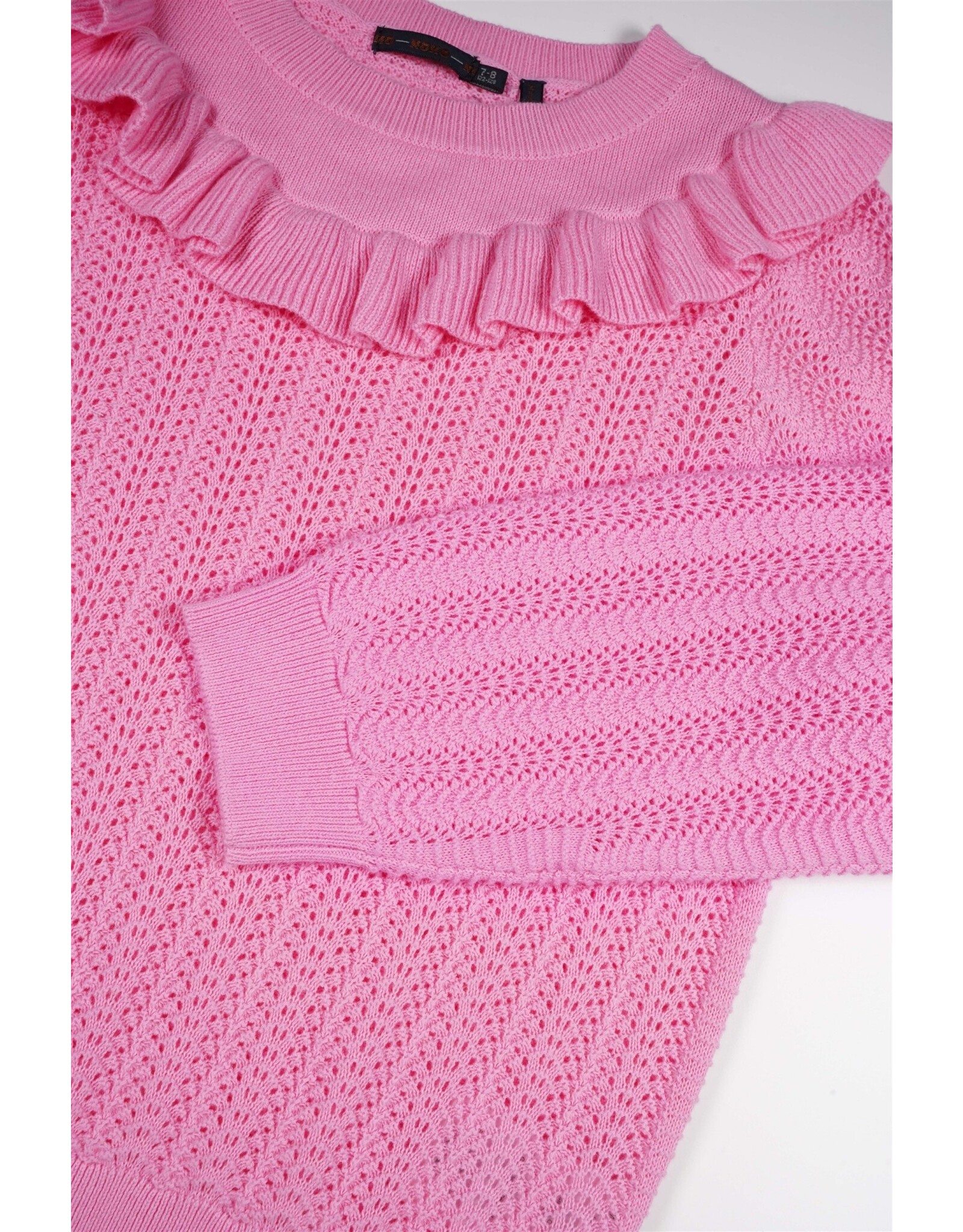 Nono Kerala Ajour Knitted Sweater with ruffle Camelia Pink