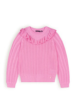 Nono Kerala Ajour Knitted Sweater with ruffle Camelia Pink