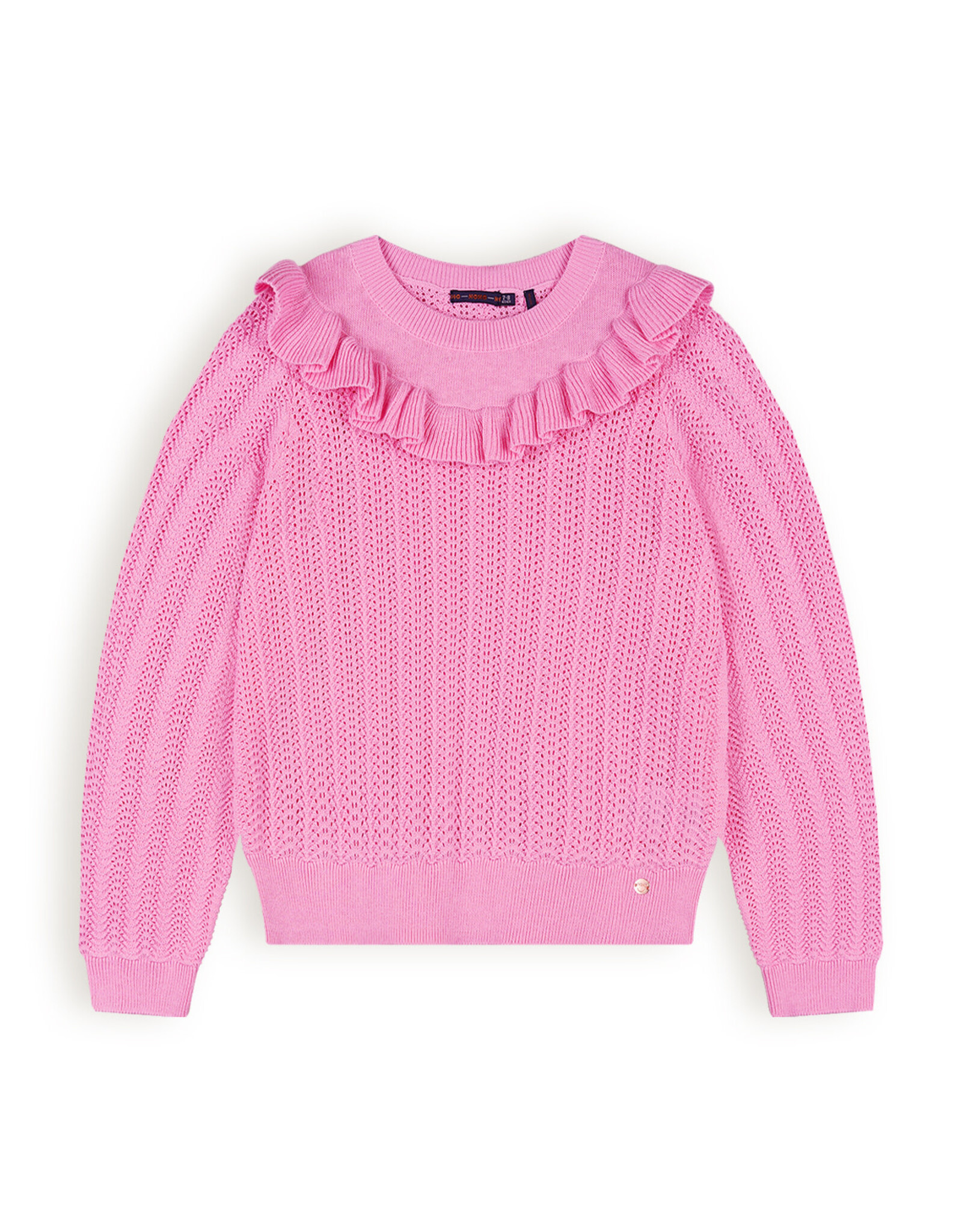 Nono Kerala Ajour Knitted Sweater with ruffle Camelia Pink