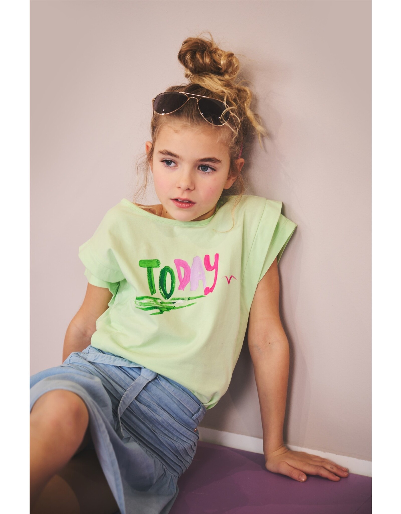 Nono Kiam T-Shirt with Today print Spring Meadow Green